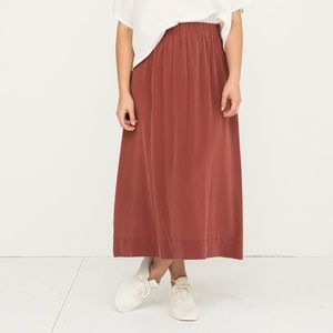 Elizabeth Suzann Silk Crepe Bel Skirt in Rust